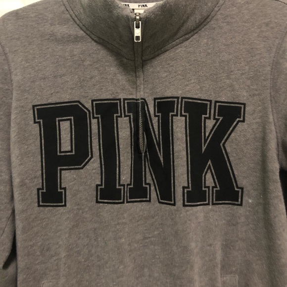 VS PINK Quarter Zip Grey Sweatshirt - Picture 3 of 8
